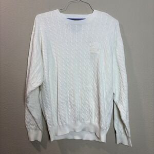 Y2K Tommy Hilfiger Golf White Cableknit "Presidio" Preppy Polo Shirt Mens Large